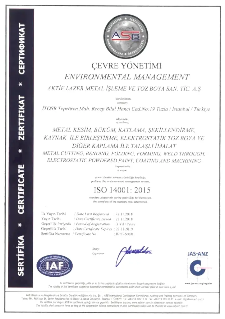 ISO-14001 ISO-14001 kalite sertifikası