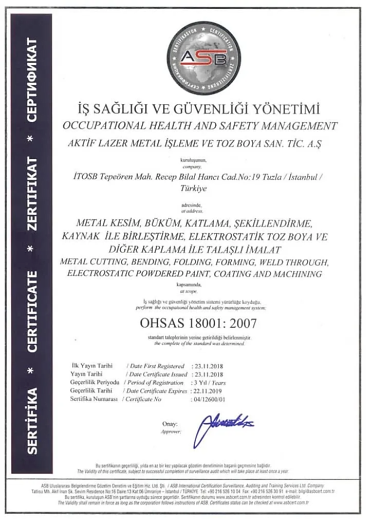 OHSAS-18001 sertifikalar